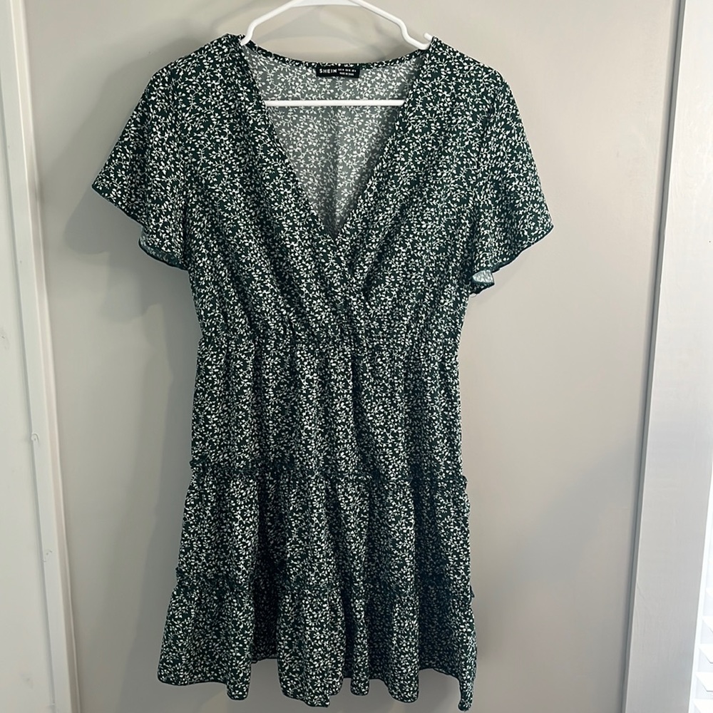 Green printed dress